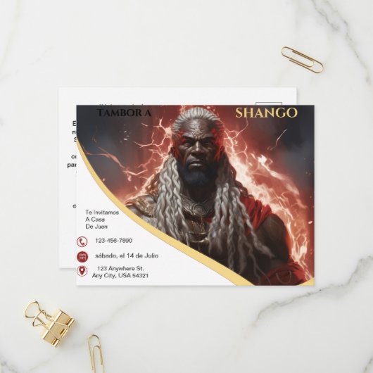Carte Postale Tambor a Shango Lightening Rayos Invitation (Devant/Arrière en situation)