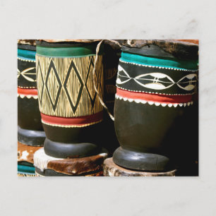 Carte Postale Tambours sculptés à la main, Livingston, Zambie