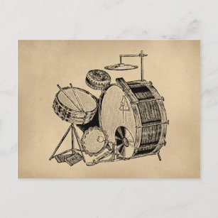 Carte Postale Tambours vintages pour kit tambour
