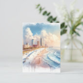 Carte Postale Tampa Beach, Floride Aquarelle Peinture Voyage (Debout devant)