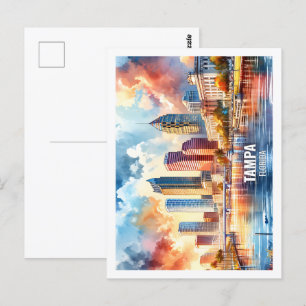 Carte Postale Tampa Florida USA Famous Place aquarelle