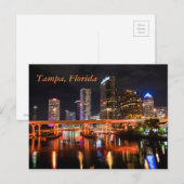 Carte Postale Tampa, Floride, City Lights Skyline par nuit (Devant / Derrière)