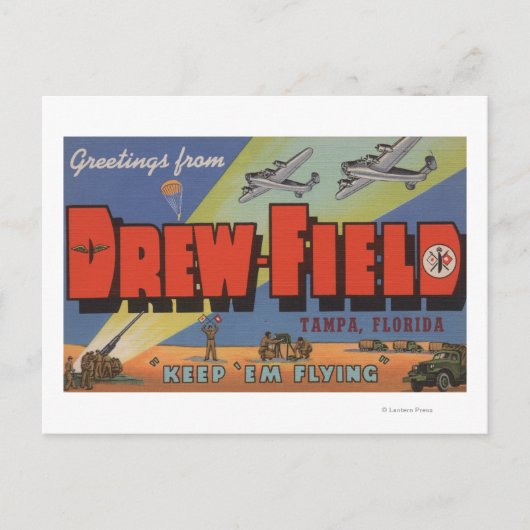 Carte Postale Tampa, Floride - Drew Field - Grosse scène de lett (Devant)