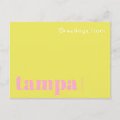 Carte Postale Tampa Floride typographique jaune rose (Devant)