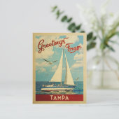 Carte Postale Tampa Vintage voyage de bateau à voile Floride (Debout devant)