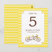 Carte Postale Tandem Bike (Chevron Jaune) Numéro de tableau (Devant / Derrière)