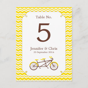 Carte Postale Tandem Bike (Chevron Jaune) Numéro de tableau