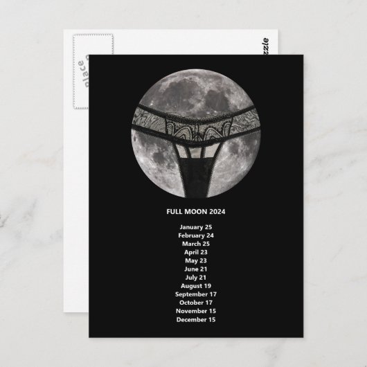 Carte Postale Tanga Pleine lune Dates US Calendrier (Devant / Derrière)