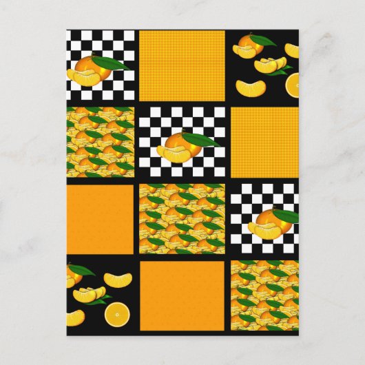 Carte Postale Tangerine et Patchwork à Carreaux (Devant)