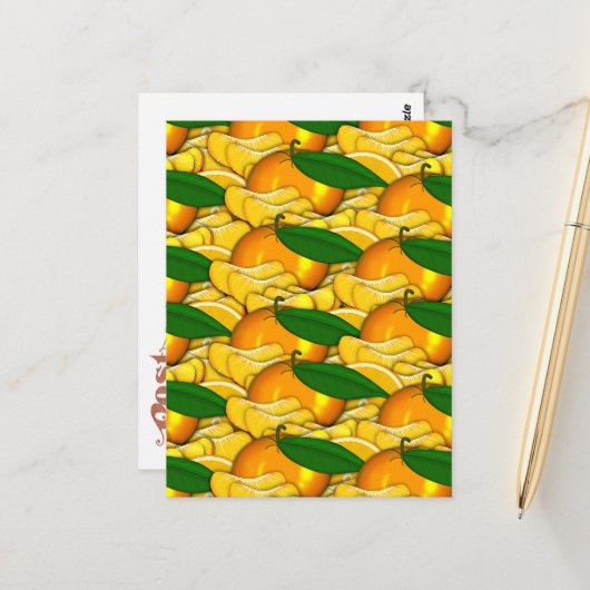Carte Postale Tangerine un Motif d'été (Devant/Arrière en situation)