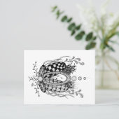 Carte Postale Tangle Art : design floral, ovale (Debout devant)
