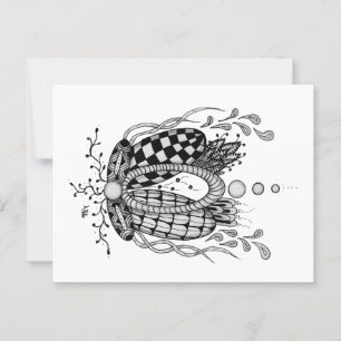 Carte Postale Tangle Art : design floral, ovale