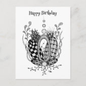 Carte Postale Tangle Art : Design floral, ovale - (Devant)