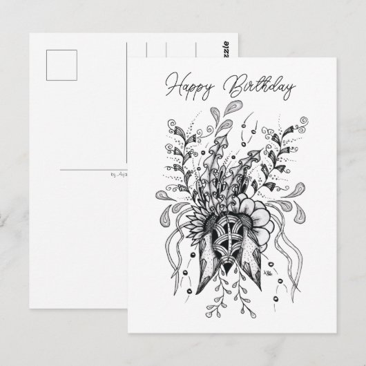 Carte Postale Tangle Blume dessiné - (Devant / Derrière)
