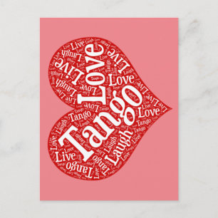 Carte Postale Tango Love Live et Lauder Red Heart Word Art