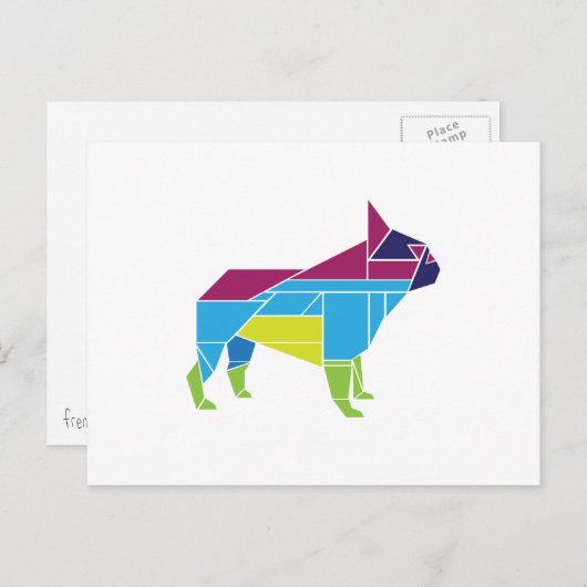 Carte Postale Tangram Frenchie, Multicolore (Devant / Derrière)