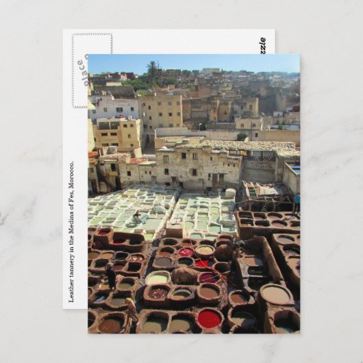 Carte Postale tannerie en cuir fés (Devant / Derrière)