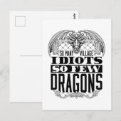 Carte Postale Tant D'Idiots De Villages Si Peu De Dragons (Devant / Derrière)