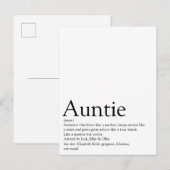 Carte Postale Tante la meilleure du monde, définition de Tante (Devant / Derrière)