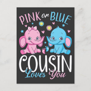 Carte Postale Tante Rose Ou Bleue T'aime Bébé Éléphant