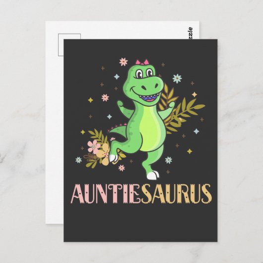Carte Postale Tante Tante Dinosaure Tante fleuriste (Devant / Derrière)