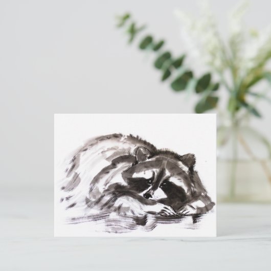 Carte Postale Tanuki sumie (Debout devant)