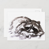 Carte Postale Tanuki sumie (Devant / Derrière)