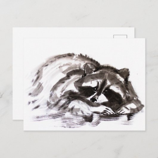 Carte Postale Tanuki sumie (Devant / Derrière)