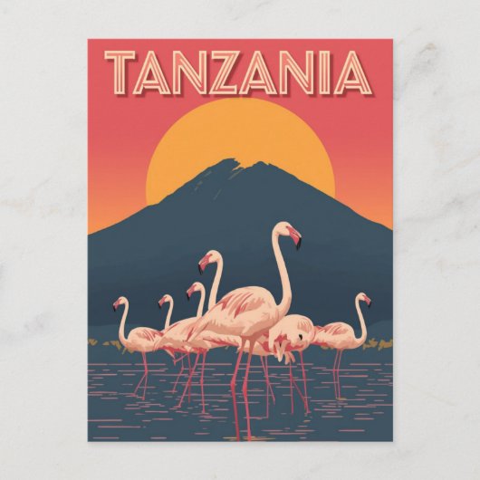 Carte Postale Tanzania Flamingo Sunset (Devant)