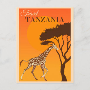 Carte Postale Tanzanie vintage Afrique Voyage de girafe