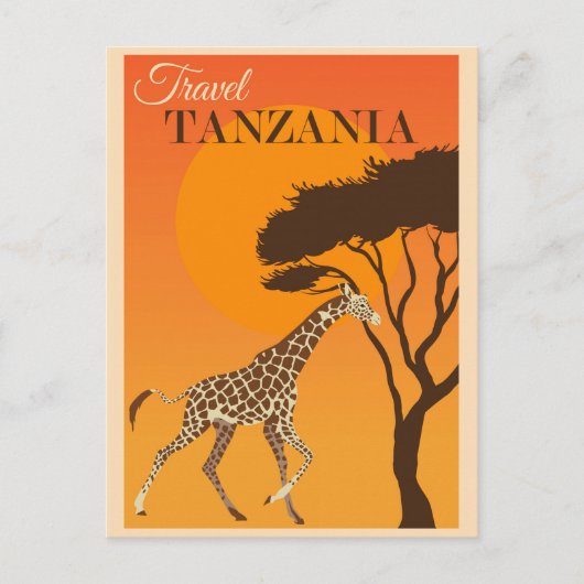 Carte Postale Tanzanie vintage Afrique Voyage de girafe (Devant)
