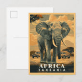 Carte Postale Tanzanie vintage : Aventure safari (Devant / Derrière)
