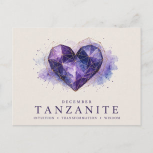 Carte Postale Tanzanite Heart, Pierre de Naissance de Décembre