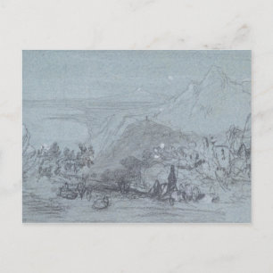 Carte Postale Taormina, de 'Vues sur la Sicile' (craie & gouache