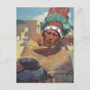 Carte Postale Taos Indian tenant un pot d'eau par Blumenschein