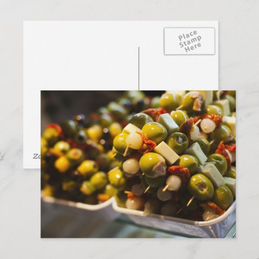 Carte Postale Tapas aux olives farcies (Devant / Derrière)