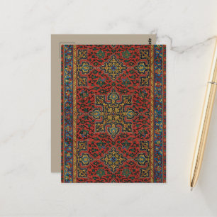 Carte Postale Tapis persan rouge bleu classique