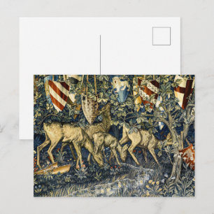 Carte Postale Tapisserie Art Vintage Cerf & Boucliers William Mo
