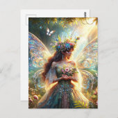 Carte Postale Tapisserie de fées et de chats (Devant / Derrière)