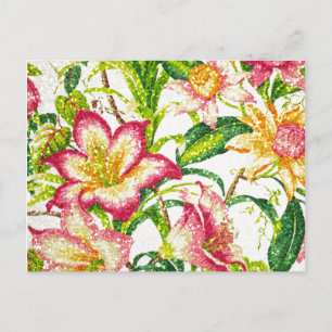 Carte Postale Tapisserie florale printanière brillante