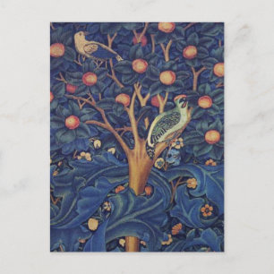 Carte Postale Tapisserie Pic-vert de William Morris modèle bleu
