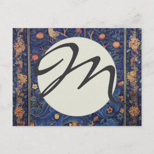 Carte Postale Tapisserie Pic-vert de William Morris modèle bleu