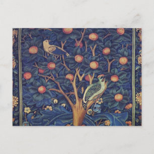 Carte Postale Tapisserie Pic-vert de William Morris modèle bleu