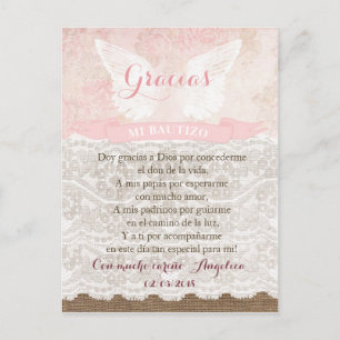 Carte Postale Tarjeta de Gracias con oración para Bautismo