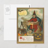 Carte Postale Tarot de sorcière Lune pleine Chat noir (Devant / Derrière)
