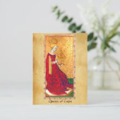 CARTE POSTALE TAROTES DE RENAISSANCE ANTIQUE / REINE DES TASSE (Debout devant)