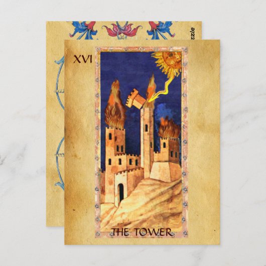 CARTE POSTALE TAROTS ANCIENS RENAISSANCE 16 / LA TOUR (Devant / Derrière)
