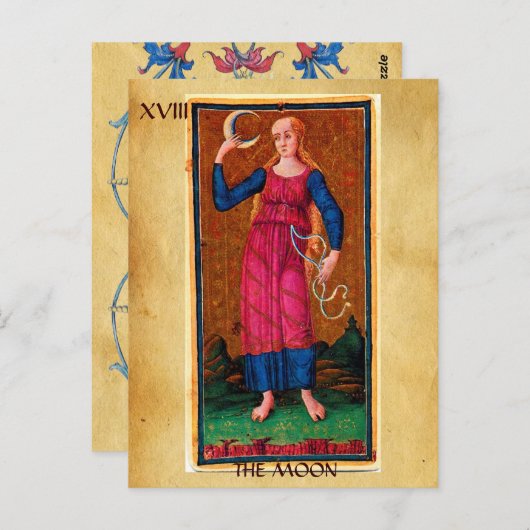 CARTE POSTALE TAROTS ANCIENS RENAISSANCE 18 / LA LUNE (Devant / Derrière)