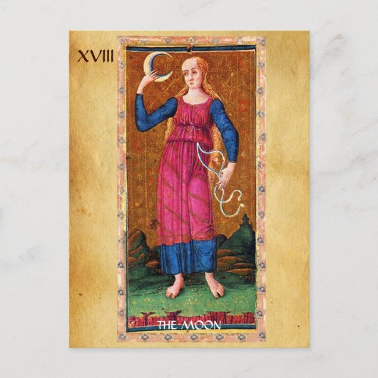 CARTE POSTALE TAROTS ANCIENS RENAISSANCE 18 / LA LUNE (Devant)