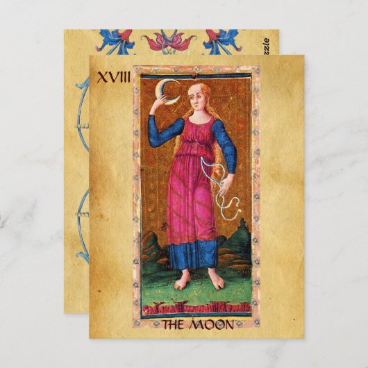 CARTE POSTALE TAROTS ANCIENS RENAISSANCE 18 / LA LUNE (Devant / Derrière)